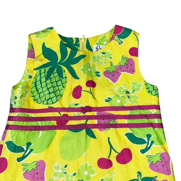 Lilly Pulitzer Vintage White Label Fruit Dress Girls 8 Pineapples Grapes Print - Picture 3 of 7